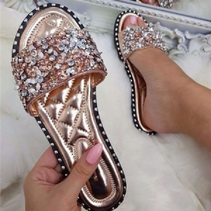 Chinelos Femininos Com Strass Pu