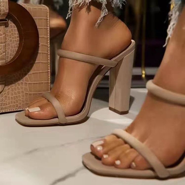 Chinelos Ocidentais Com Fio De Salto Alto Feminino Flip-flop