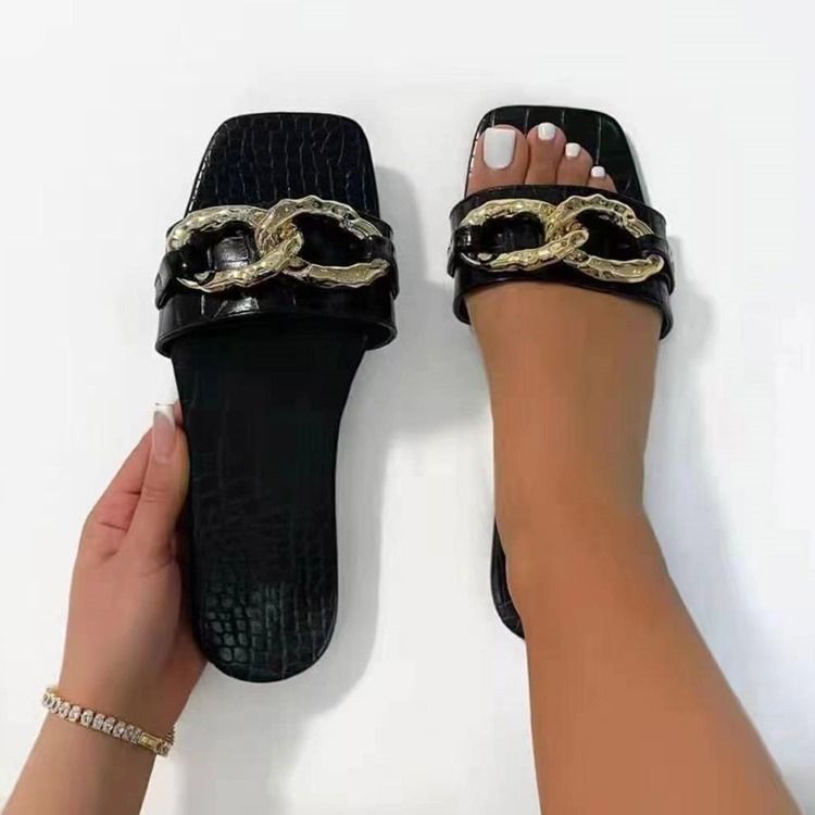 Corrente Flip-flop Feminino Plana Com Chinelos De Pvc