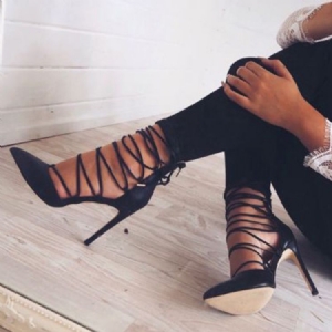 Feminino Sapatos Pretos De Salto Agulha