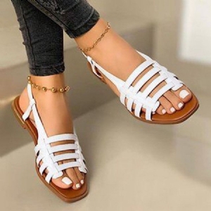 Feminino - Toe Open Flat Com Sandálias Casual Slip-on
