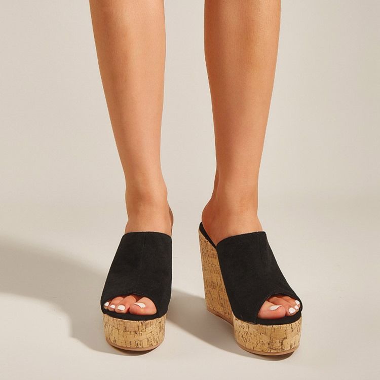 Linha De Chinelo De Salto Em Formato De Cunha Chinelos Femininos Ocidentais