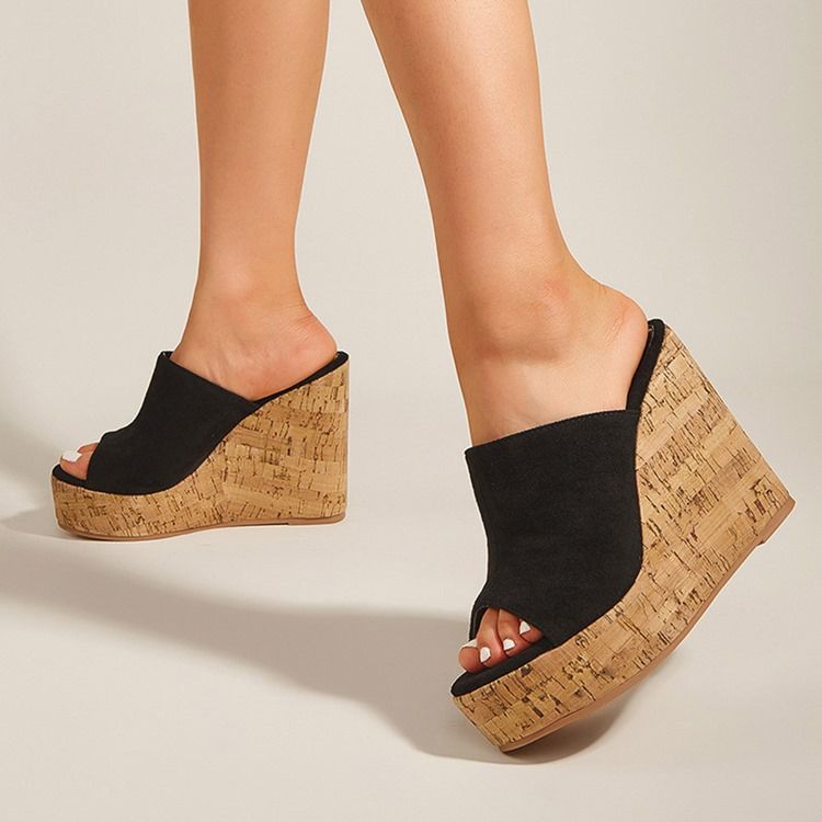 Linha De Chinelo De Salto Em Formato De Cunha Chinelos Femininos Ocidentais