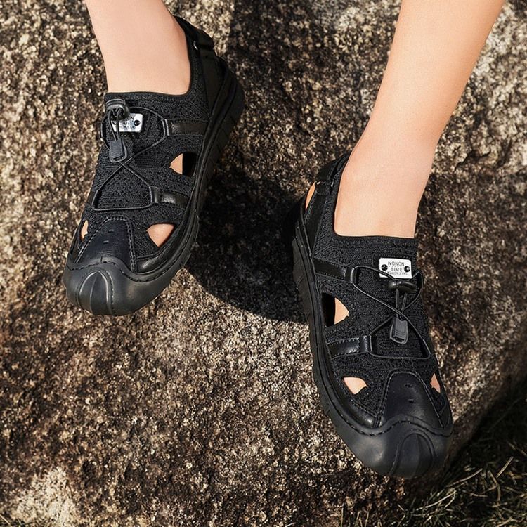 Patchwork Velcro Redondo Toe Sandálias Masculinas
