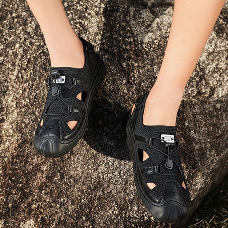 Patchwork Velcro Redondo Toe Sandálias Masculinas