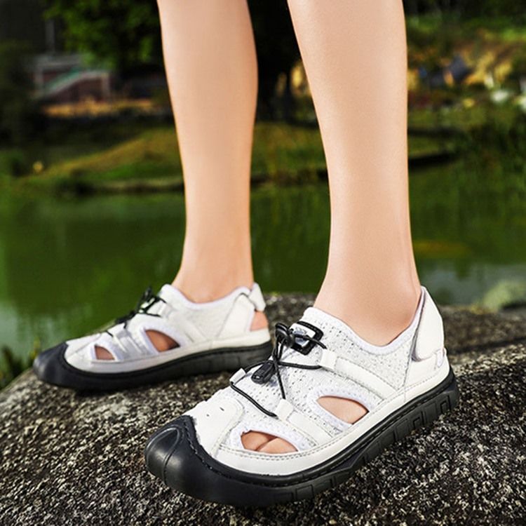 Patchwork Velcro Redondo Toe Sandálias Masculinas