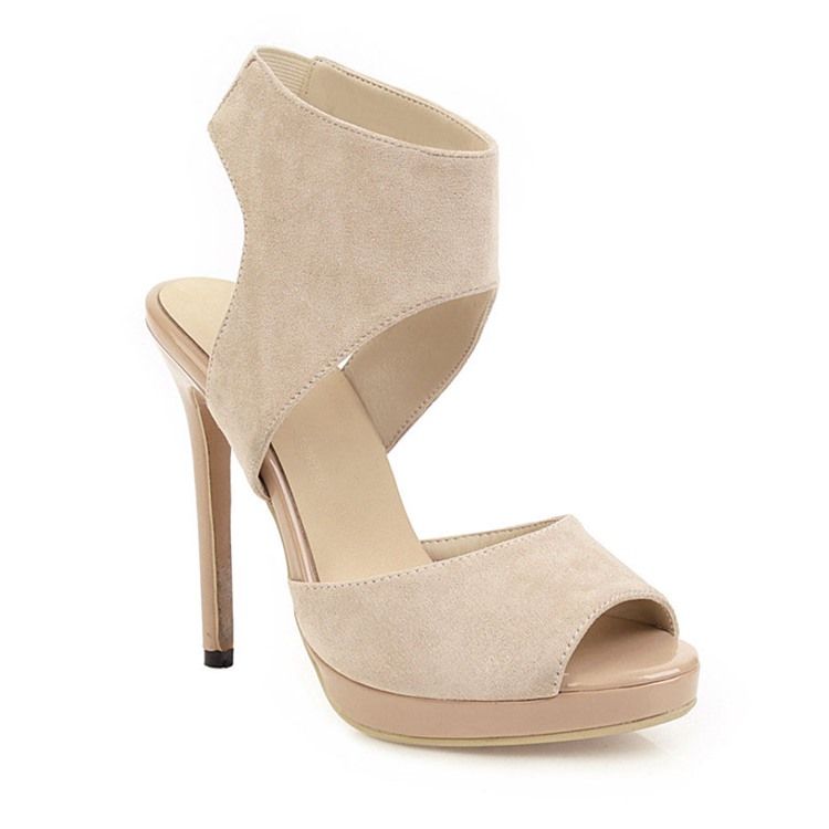 Peep Toe Sandálias Femininas De Salto Agulha Deslizantes