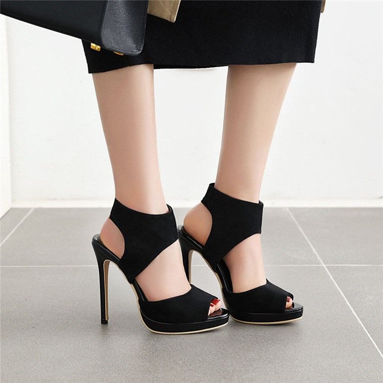 Peep Toe Sandálias Femininas De Salto Agulha Deslizantes