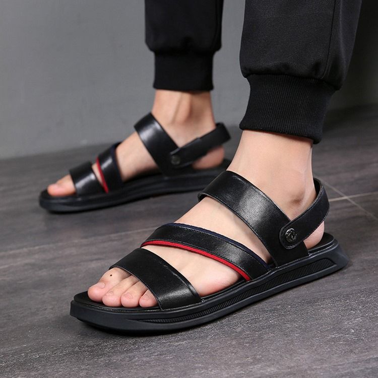 Pu Slip-on Open Toe Sandálias Casuais Masculinas