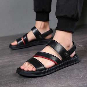 Pu Slip-on Open Toe Sandálias Casuais Masculinas