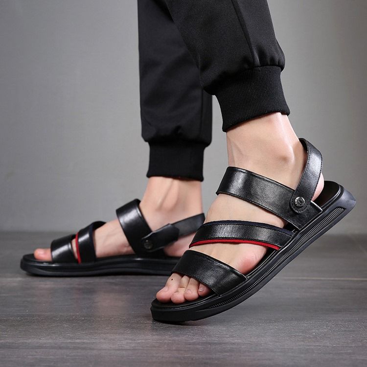 Pu Slip-on Open Toe Sandálias Casuais Masculinas