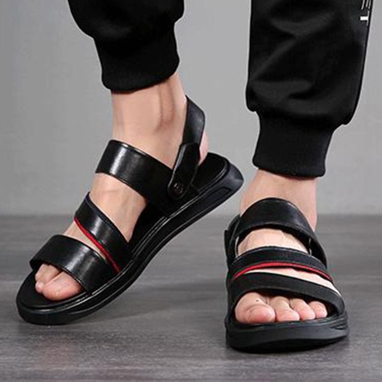 Pu Slip-on Open Toe Sandálias Casuais Masculinas