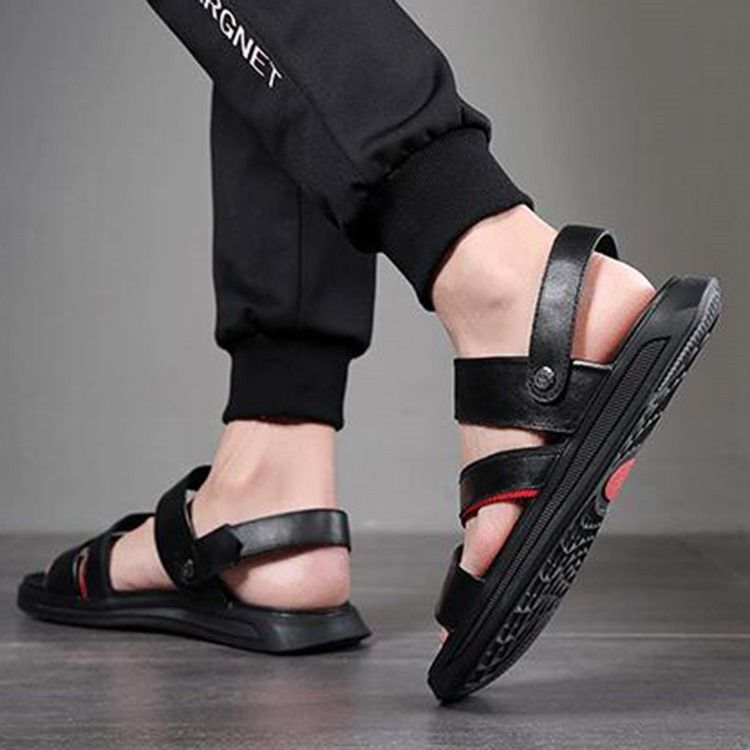 Pu Slip-on Open Toe Sandálias Casuais Masculinas