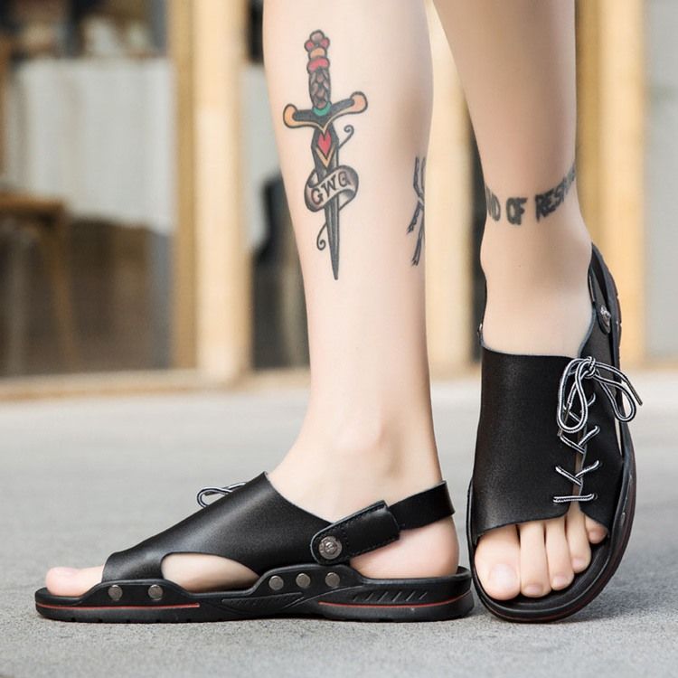 Pu Slip-on Simple Sandálias Masculinas