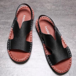 Pu Slip-on Simples Open Toe Sandálias Masculinas