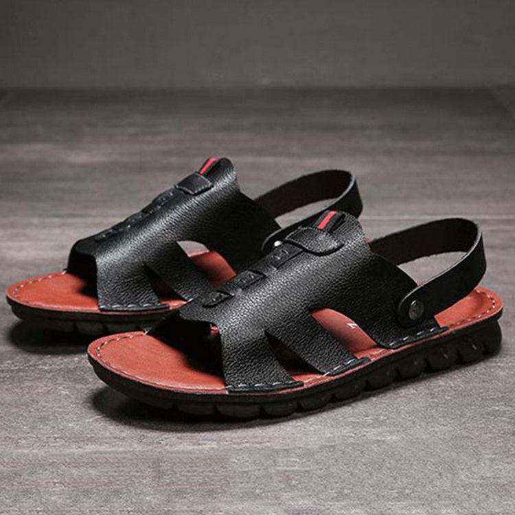 Pu Slip-on Simples Open Toe Sandálias Masculinas