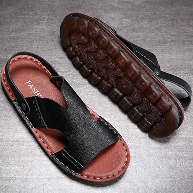 Pu Slip-on Simples Open Toe Sandálias Masculinas