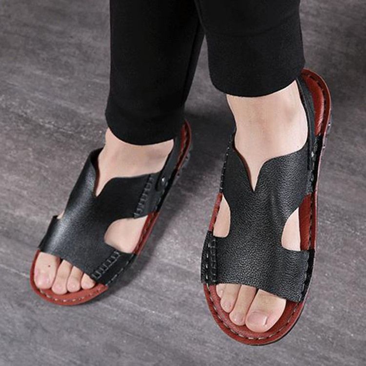 Pu Slip-on Simples Open Toe Sandálias Masculinas