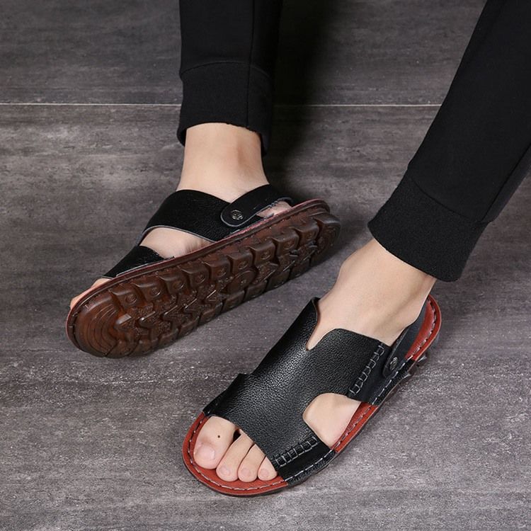 Pu Slip-on Simples Open Toe Sandálias Masculinas