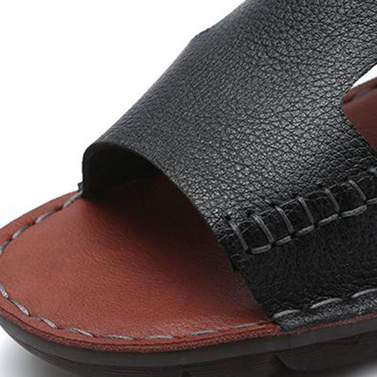 Pu Slip-on Simples Open Toe Sandálias Masculinas