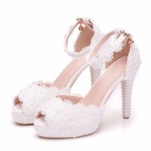 Salto Feminino Cobrindo Peep Toe Sandálias De Aplicação De Fivela Estilo Linha