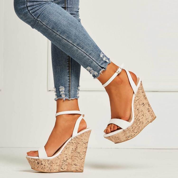 Sandálias Femininas Com Fivela De Fivela Estilo Simples
