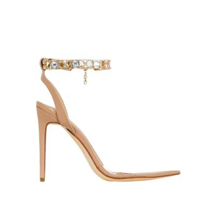 Sandálias Femininas Com Fivela De Fivela De Salto Agulha Peep Toe
