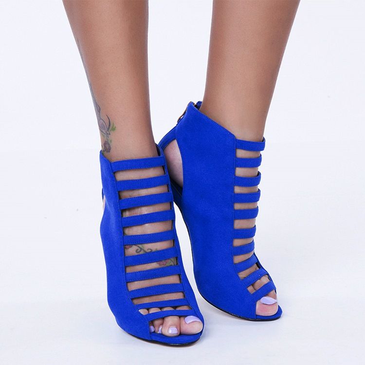 Sandálias Femininas Peep Toe Bakc Stilettos Blue Peep Toe