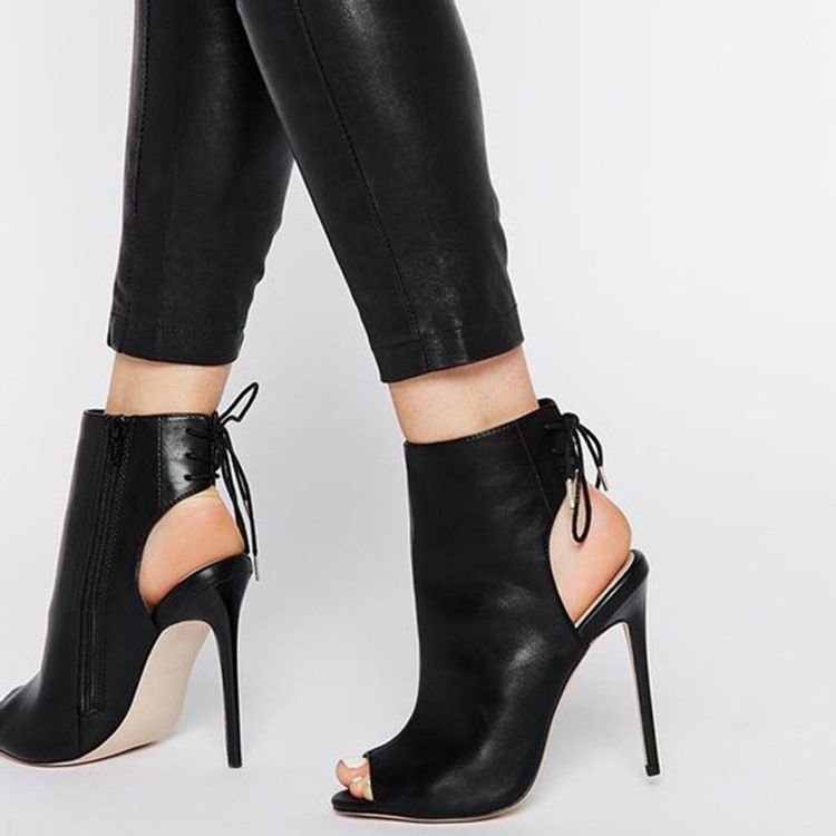 Sandálias Femininas De Salto Alto Com Alça Cruzada Peep Toe
