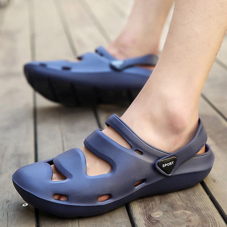 Sandálias Masculinas De Camuflagem De Pvc Slip-on Round Toe