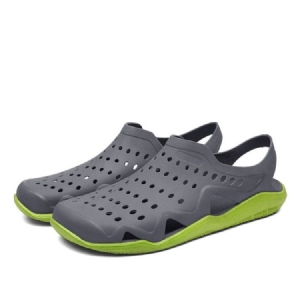 Sandálias Masculinas Em Bloco Simples Hollow Slip-on Color