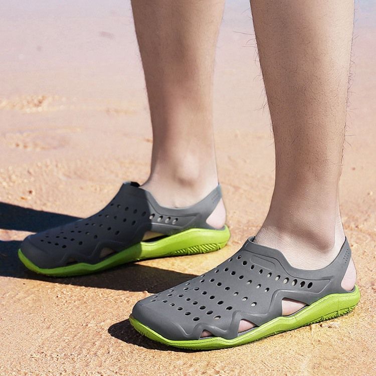 Sandálias Masculinas Em Bloco Simples Hollow Slip-on Color