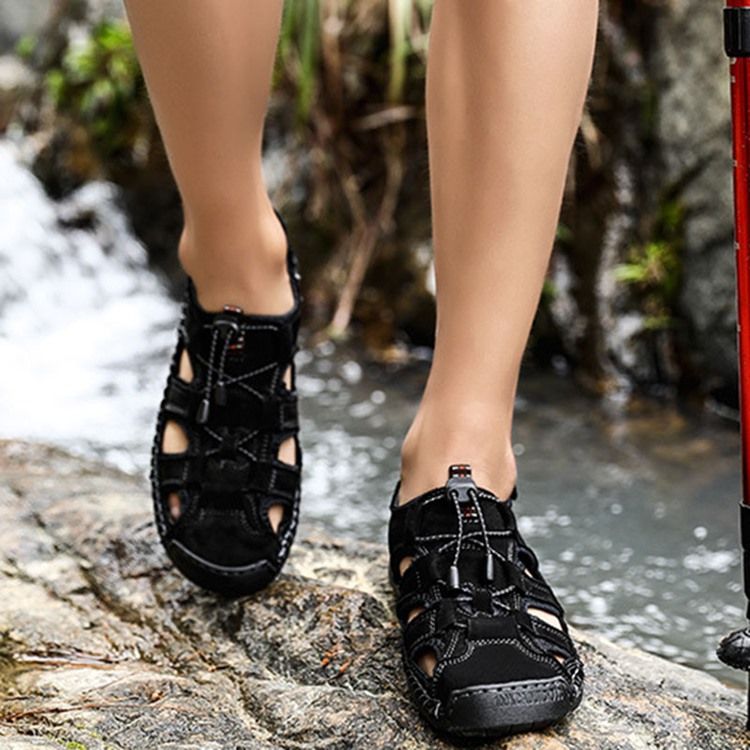 Sandálias Masculinas Velcro Simple Hollow