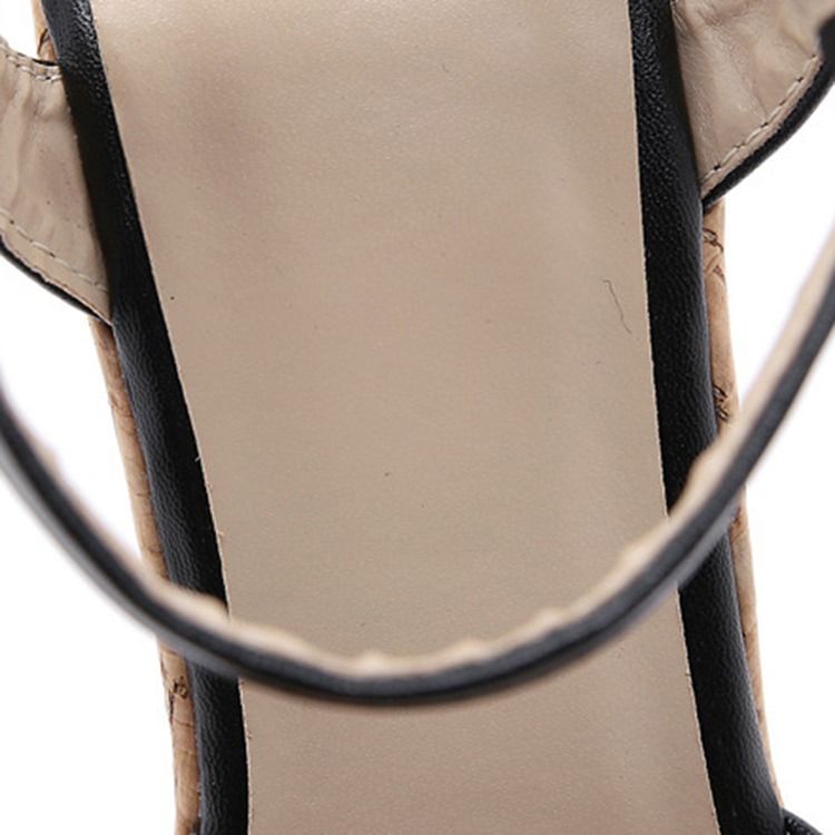 Sandálias De Patchwork Feminino Com Salto Em Cunha Com Fivela Aberta