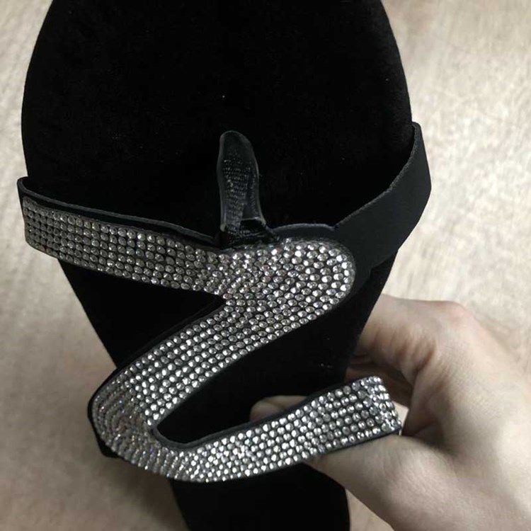 Sandálias Rasteiras Femininas De Salto Alto Com Strass