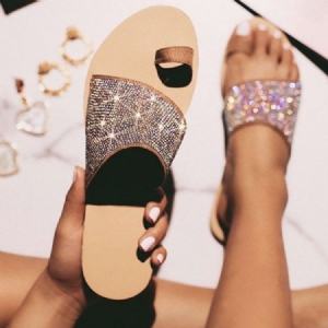 Slip-on Flat Com Toe Ring Compound Chinelos Femininos
