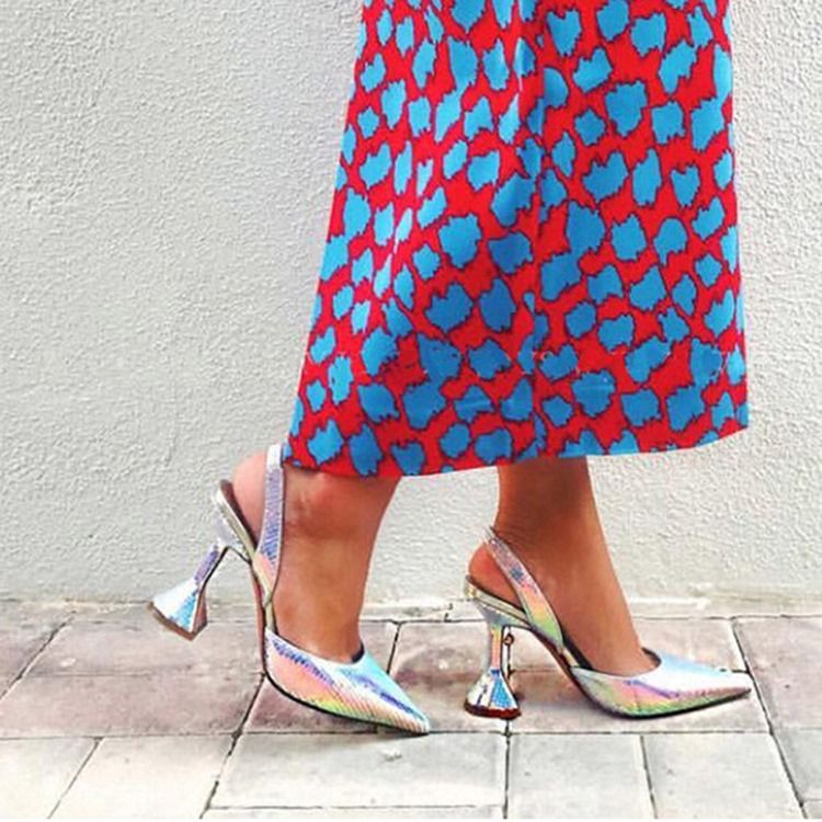 Tira Com Slingback Sandálias Femininas Com Fio Pontudo E Deslizante