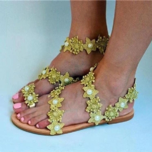 Toe Redondo Liso Com Sandálias Femininas Doces Deslizantes