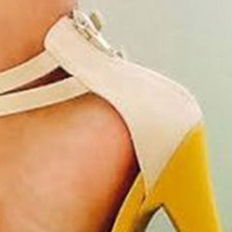 Bloco De Cores Com Zíper Plataforma Peep Toe Sapatos De Baile Femininos