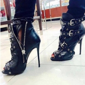 Botas Femininas De Salto Agulha Peep Toe De Salto Agulha