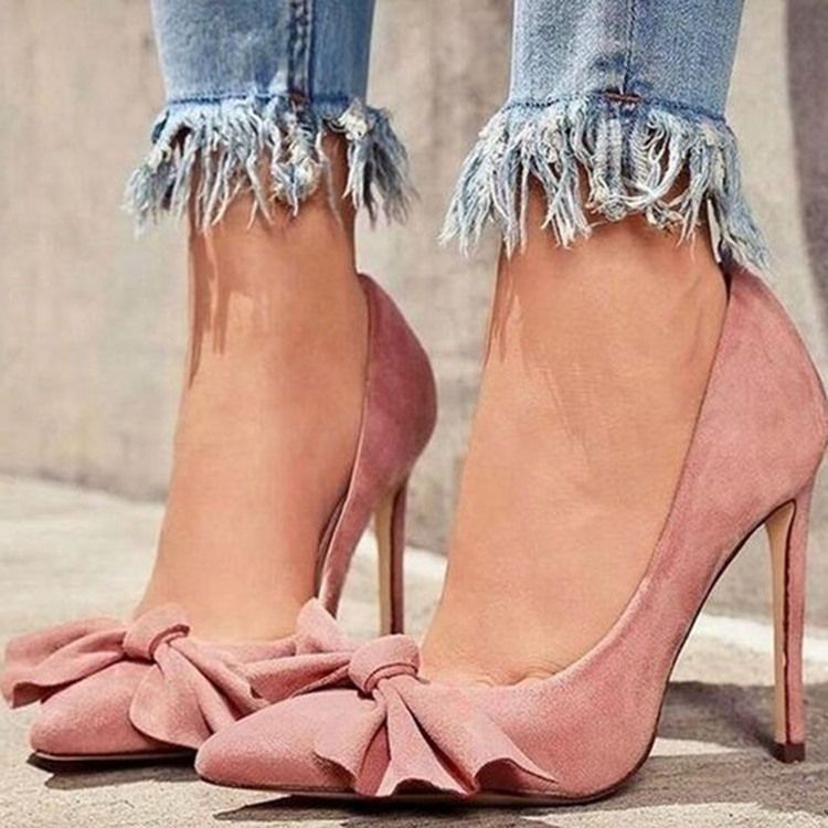 Bowknot Slip-on Com Bico Fino De Sapato Feminino