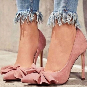 Bowknot Slip-on Com Bico Fino De Sapato Feminino