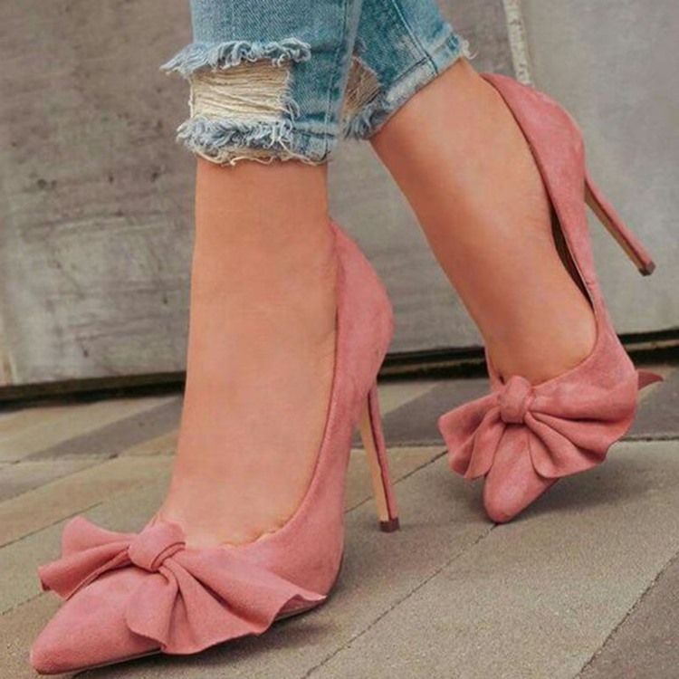 Bowknot Slip-on Com Bico Fino De Sapato Feminino