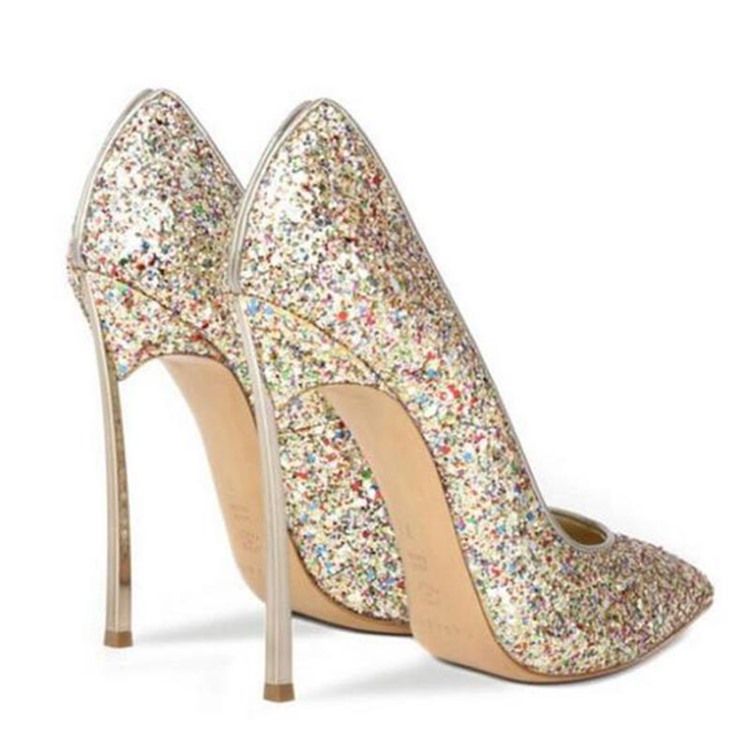 Glit Sequin Stiletto Heel Slip-on Sapatos De Baile Femininos