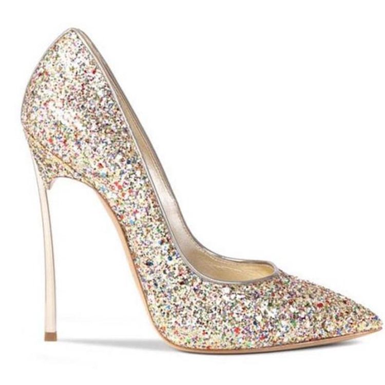 Glit Sequin Stiletto Heel Slip-on Sapatos De Baile Femininos
