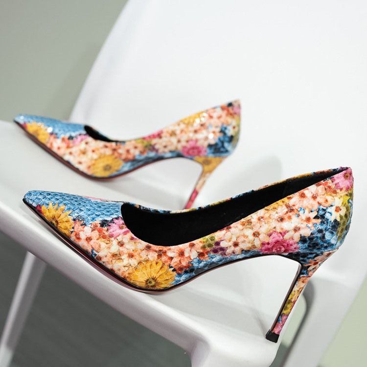 Imprimir Sapatos De Formatura Feminina De Salto Agulha Com Bico Fino