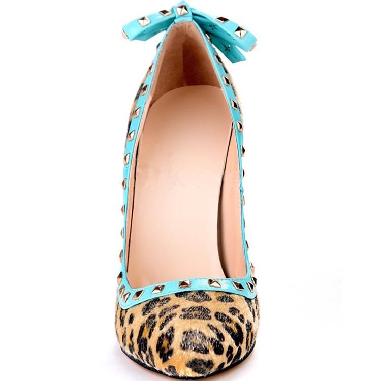 Rebite Leopardo Com Salto Agulha E Bico Fino Arco Feminino