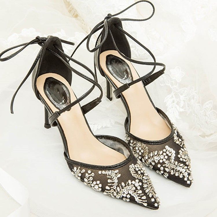 Sapatos De Baile Feminino Com Salto Agulha E Strass E Salto Agulha
