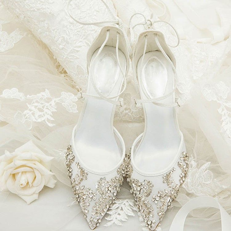 Sapatos De Baile Feminino Com Salto Agulha E Strass E Salto Agulha