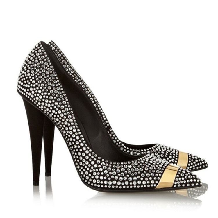Sapatos De Baile Feminino De Salto Agulha Ponta Fina Strass
